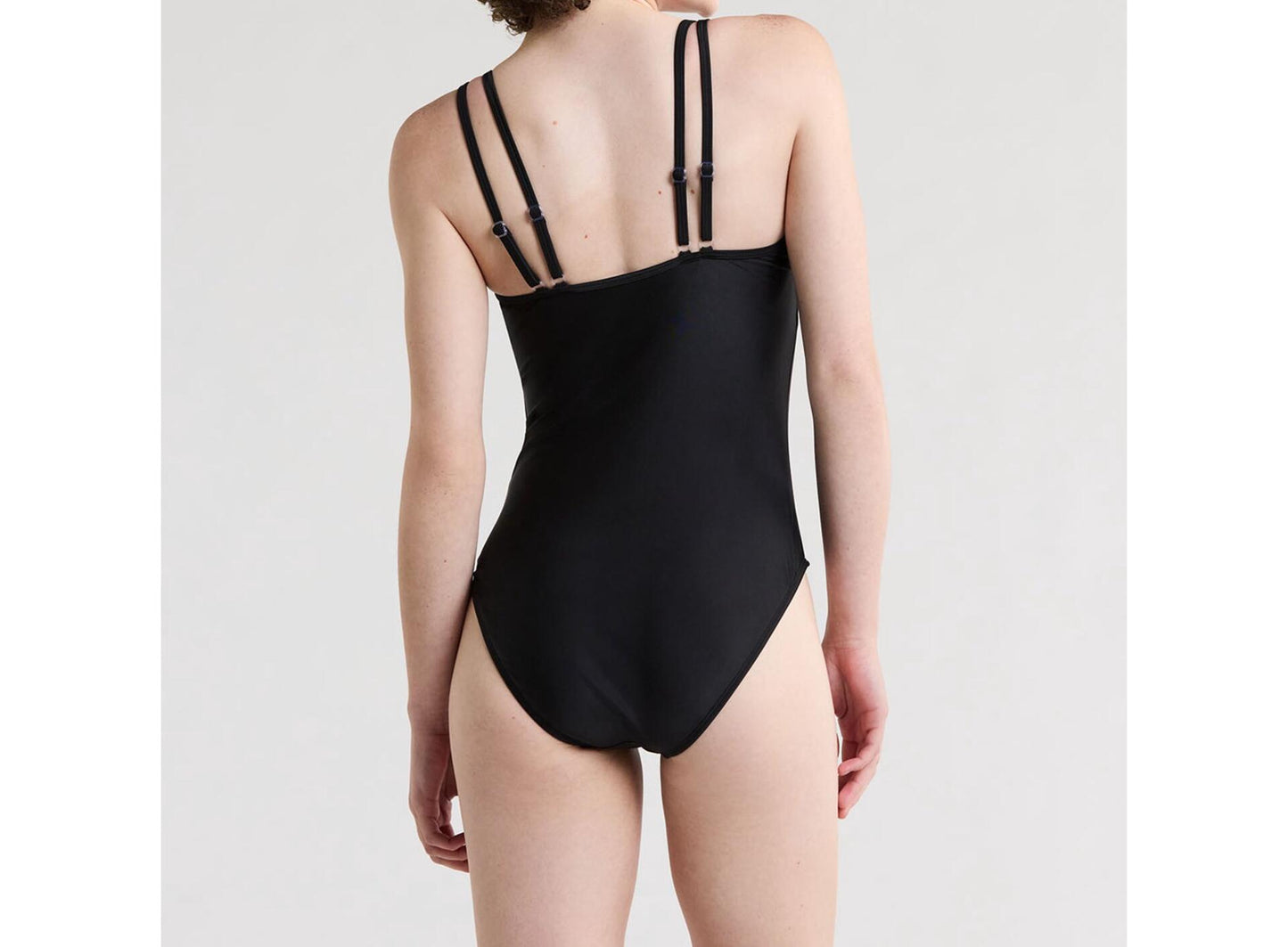 No Boundaries Juniors Multi Strap One-Piece Swimsuit Rich Black Size M