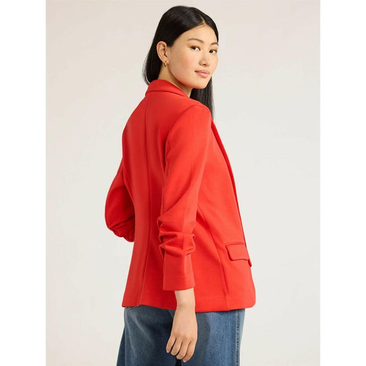 Scoop Womens Relaxed Scuba Knit Stretch Blazer High Risk Red Size S