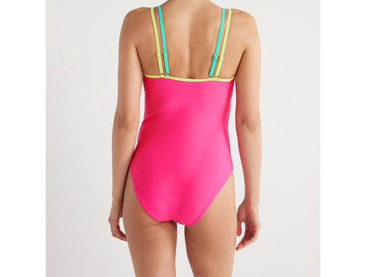 No Boundaries Juniors Multi-Strap One-Piece Swimsuit  Radiant Fuchsia Size M