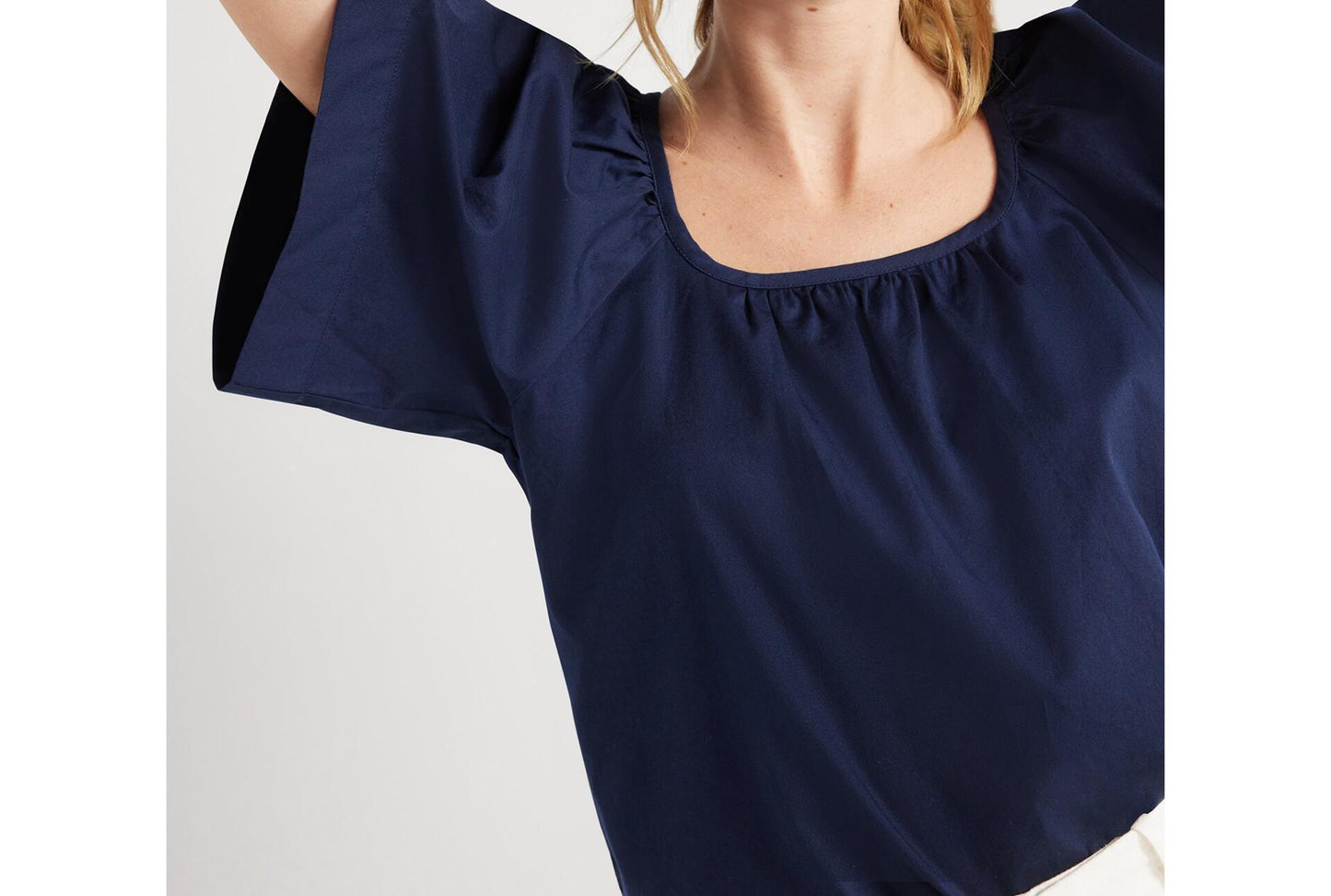 Free Assembly Womens Square Neck Top with Short Sleeves Navy Blazer Size S