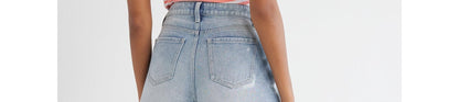 Time and Tru Womens Denim Shorts with Destructed Hem 4" Inseam Light Wash Sz 14