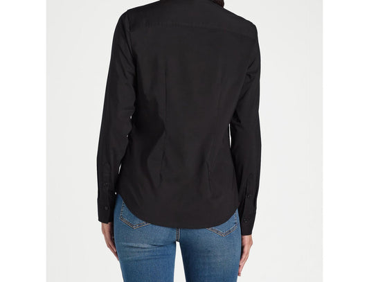 Time and Tru Womens Button Down Shirt with Long Sleeves Black Size S (4-6)