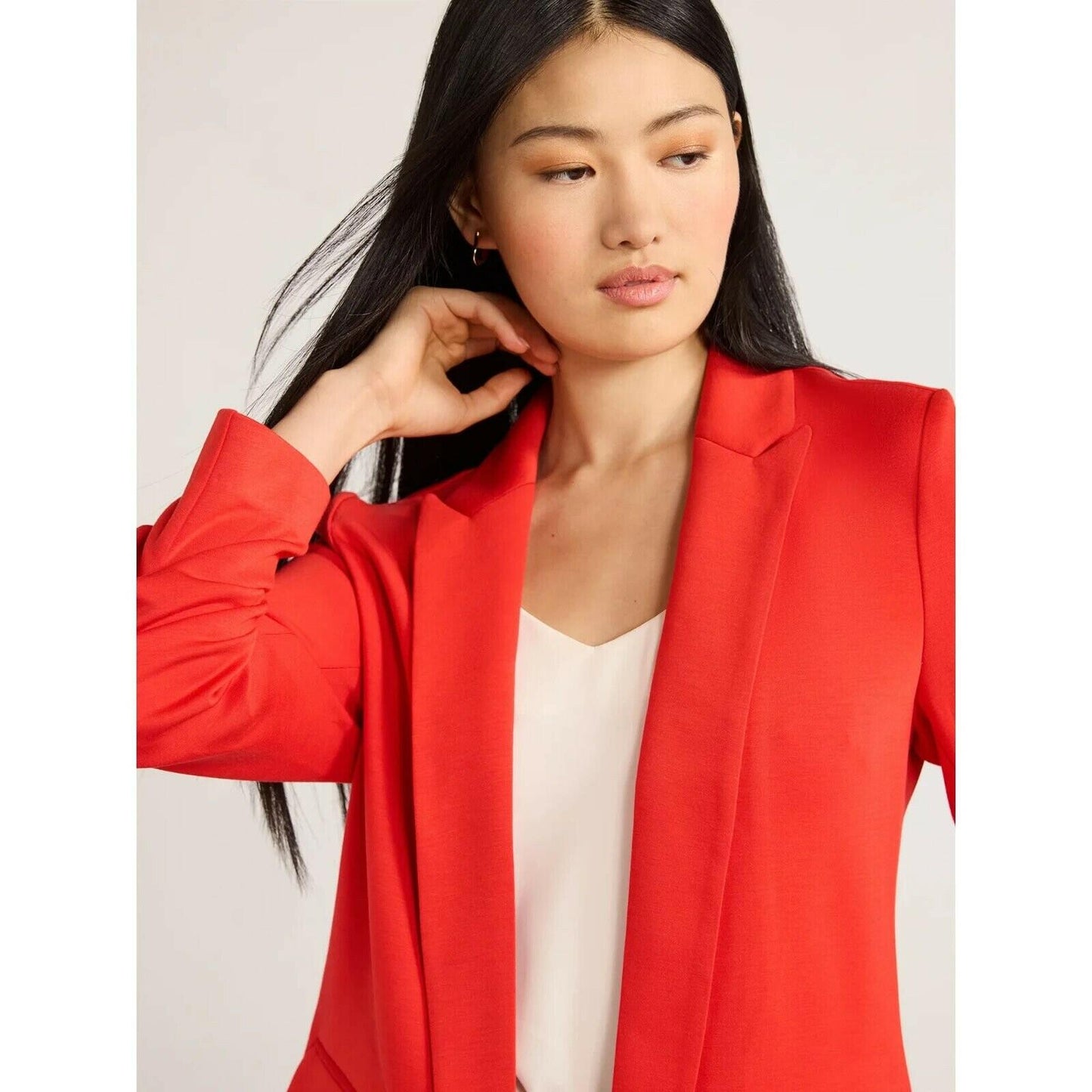 Scoop Womens Relaxed Scuba Knit Stretch Blazer High Risk Red Size S