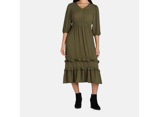 The Pioneer Woman Ruffle Maxi Dress Olive Size 2X