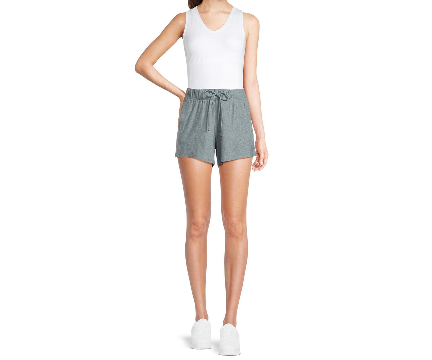 Athletic Works Womens ButterCore Soft Gym Shorts Greyed Teal Spacedye Sz XXL(20)