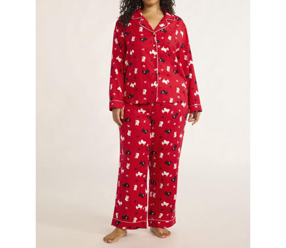 Joyspun Womens Flannel Long Sleeve Top and Pants Pajama Set Red Pepper Size XL