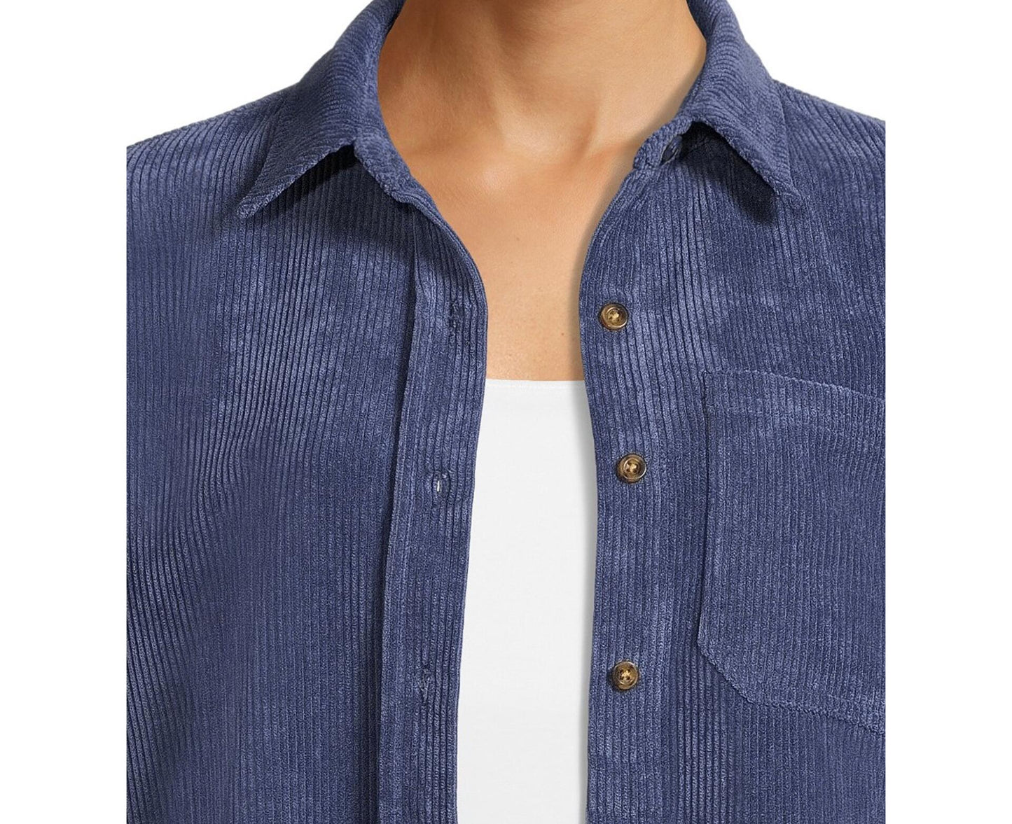 Nine.Eight Womens Corduroy Shacket Blue Indigo Size S