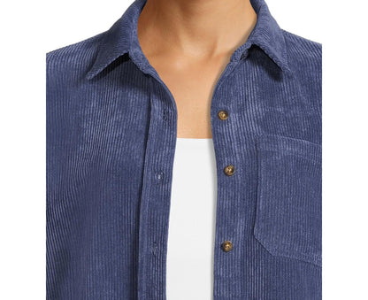 Nine.Eight Womens Corduroy Shacket Blue Indigo Size S