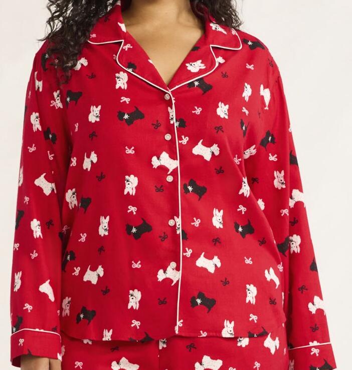 Joyspun Womens Flannel Long Sleeve Top and Pants Pajama Set Red Pepper Size XL