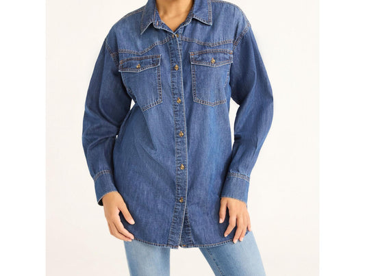 Sofia Jeans Womens Sofia Oversized Boyfriend Shirt Long Sleeves Marquie Size M