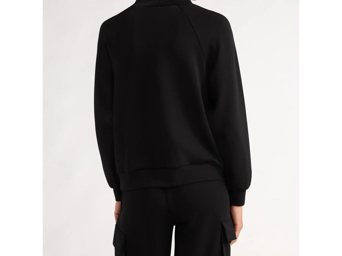 Scoop Womens Scubaknit Funnel Neck Sweatshirt Pullover Drawstring Black Size XL