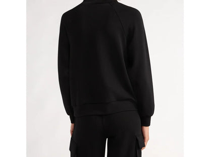 Scoop Womens Scubaknit Funnel Neck Sweatshirt Pullover Drawstring Black Size XL