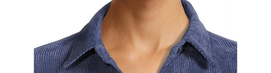 Nine.Eight Womens Corduroy Shacket Blue Indigo Size S