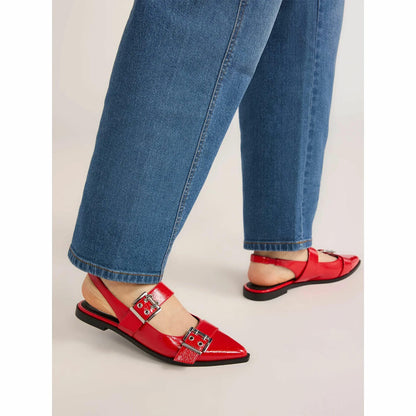 Scoop Womens Faux Leather Buckle Slingback Strap Slip-On Trend Flats Red Size 7M
