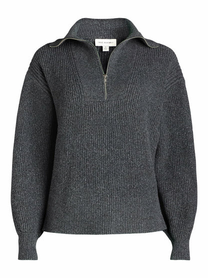 Free Assembly Women Half Zip Sweater Pullover Midweight Heather Dark Gray Size L