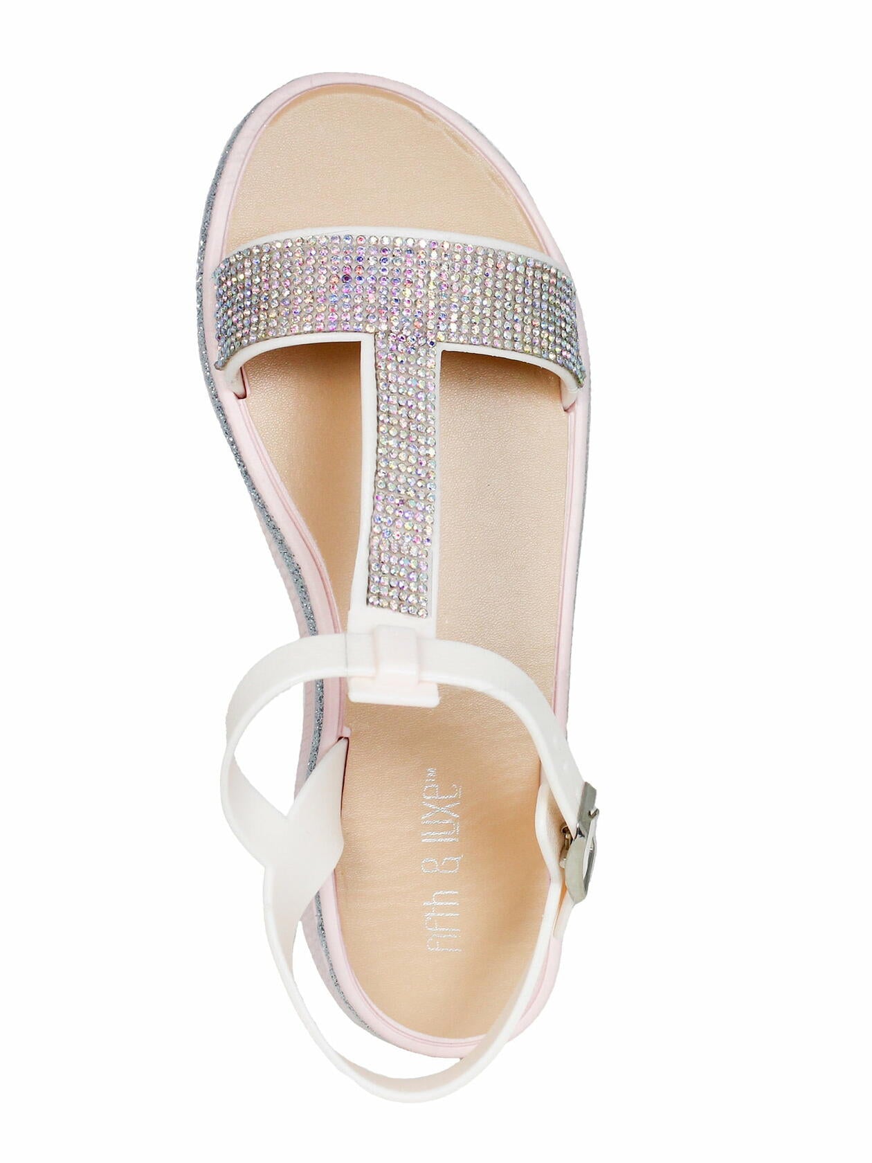 Fifth & Luxe Womens Sparkly Strappy Sandals Open Toe Flats Blush Size 7/8