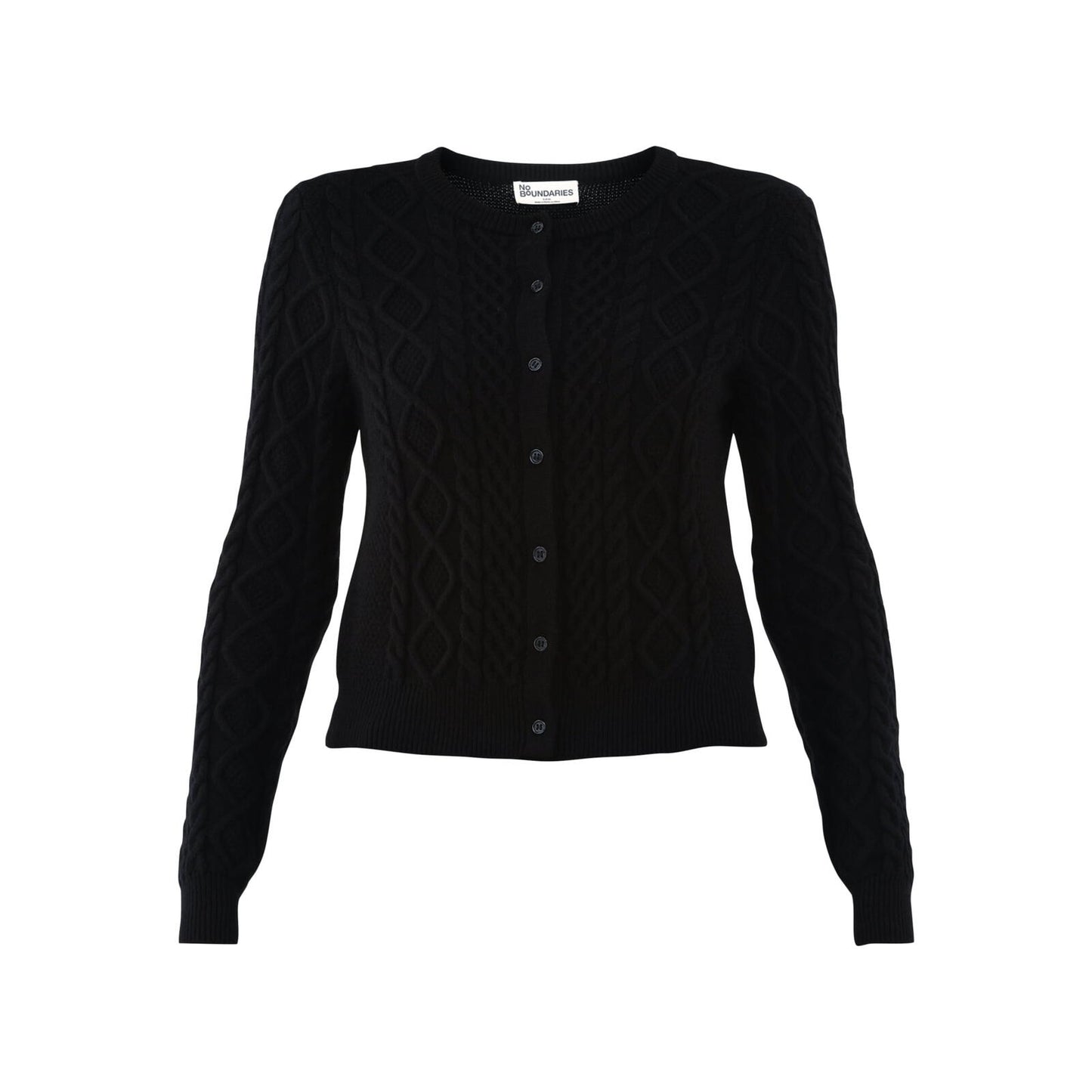 No Boundaries Womens Cardigan Scoop Neck Long Sleeve Black Size M