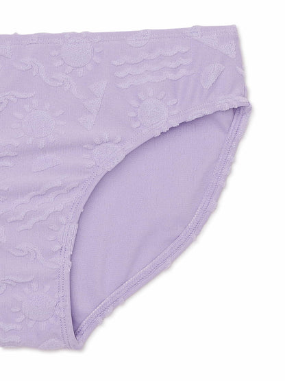 Wonder Nation Girls Terrycloth Cross-Back 2-Pc Swimsuit Lavender Size L (10-12)