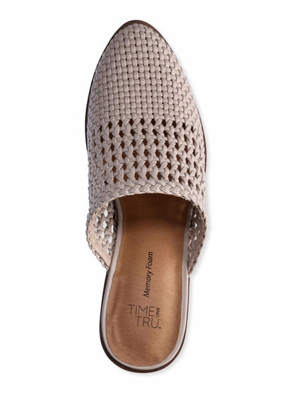 Time and Tru Womens Woven Block Heel Mules Tan Size 9.5