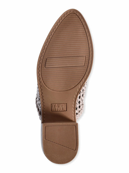 Time and Tru Womens Woven Block Heel Mules Tan Size 9.5