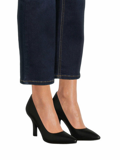 Time and Tru Womens Pointed Toe Pump Dress Slip-On 3.26" Heel Black Size 9M