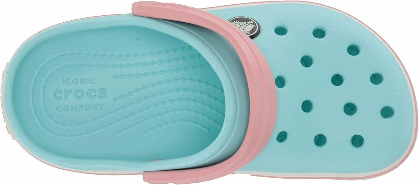 Crocs Unisex-Child Crocband Clogs Ice Blue/White Size 2 Little Kid