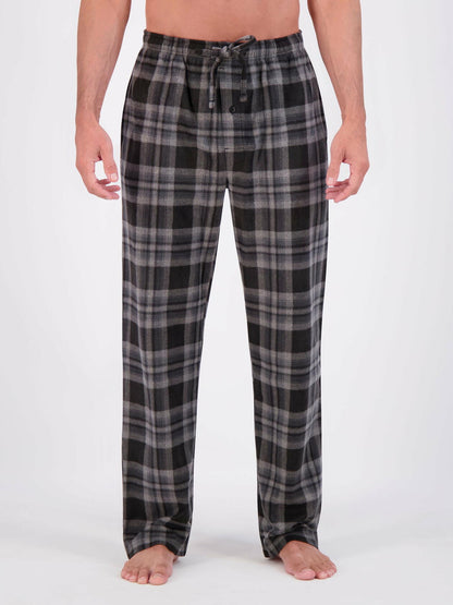 Hanes Mens Cozy Microfleece Pajama Pants 2-Pack Black Plaid/Green Plaid Size L