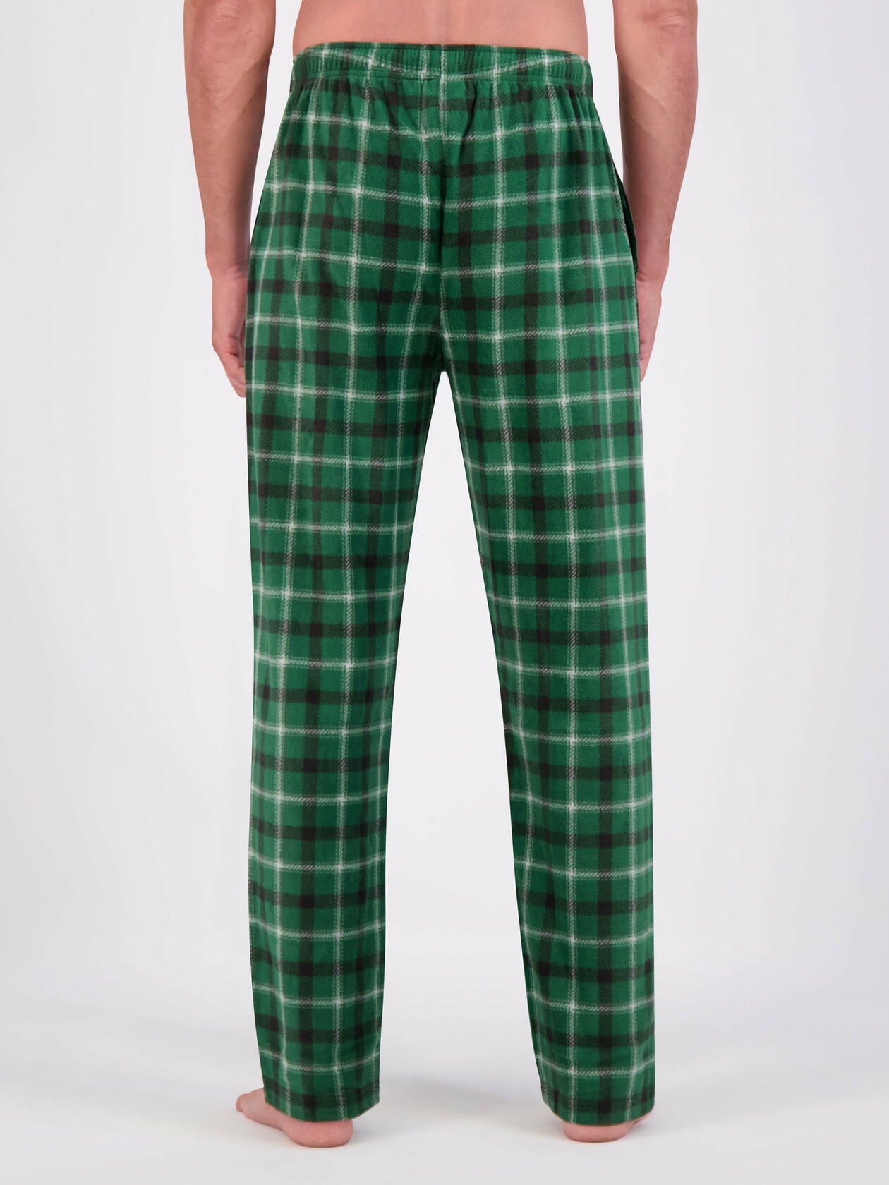 Hanes Mens Cozy Microfleece Pajama Pants 2-Pack Black Plaid/Green Plaid Size L
