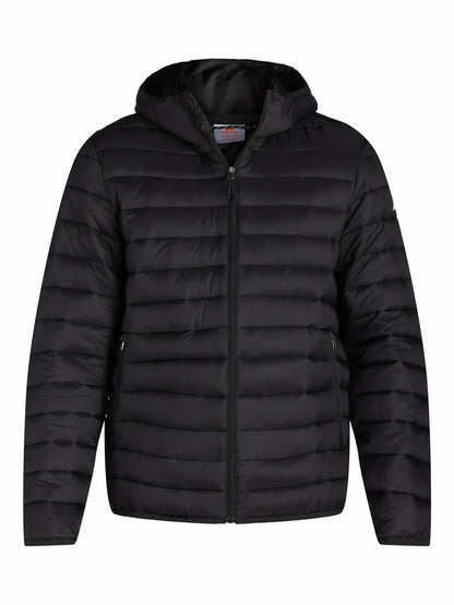 Ozark Trail Mens Quilted Hooded Puffer Jacket Full Zip Rich Black Size L (42-44)