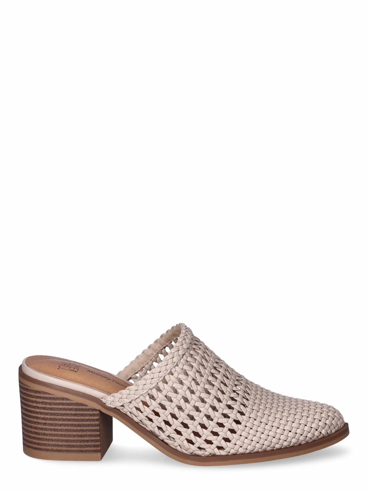 Time and Tru Womens Woven Block Heel Mules Tan Size 9.5
