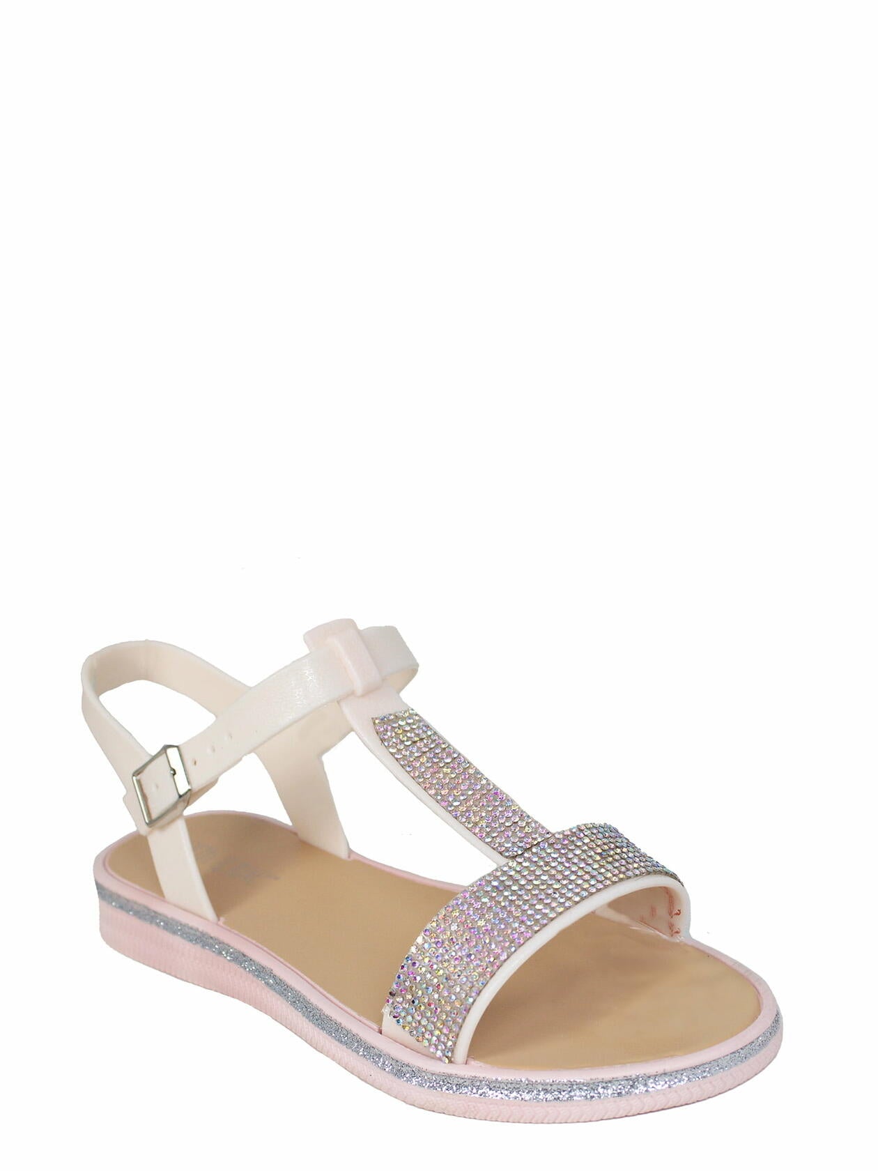 Fifth & Luxe Womens Sparkly Strappy Sandals Open Toe Flats Blush Size 7/8