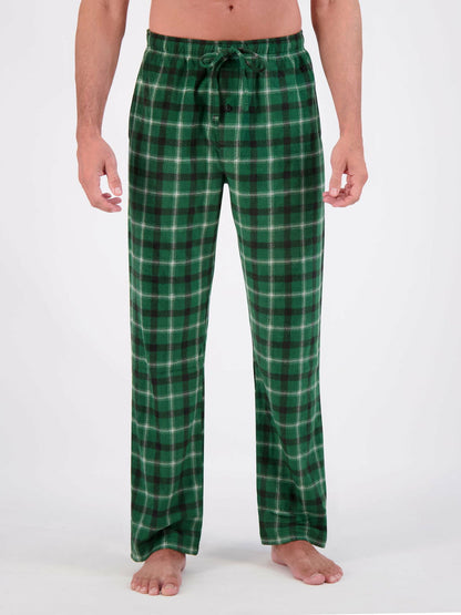 Hanes Mens Cozy Microfleece Pajama Pants 2-Pack Black Plaid/Green Plaid Size L