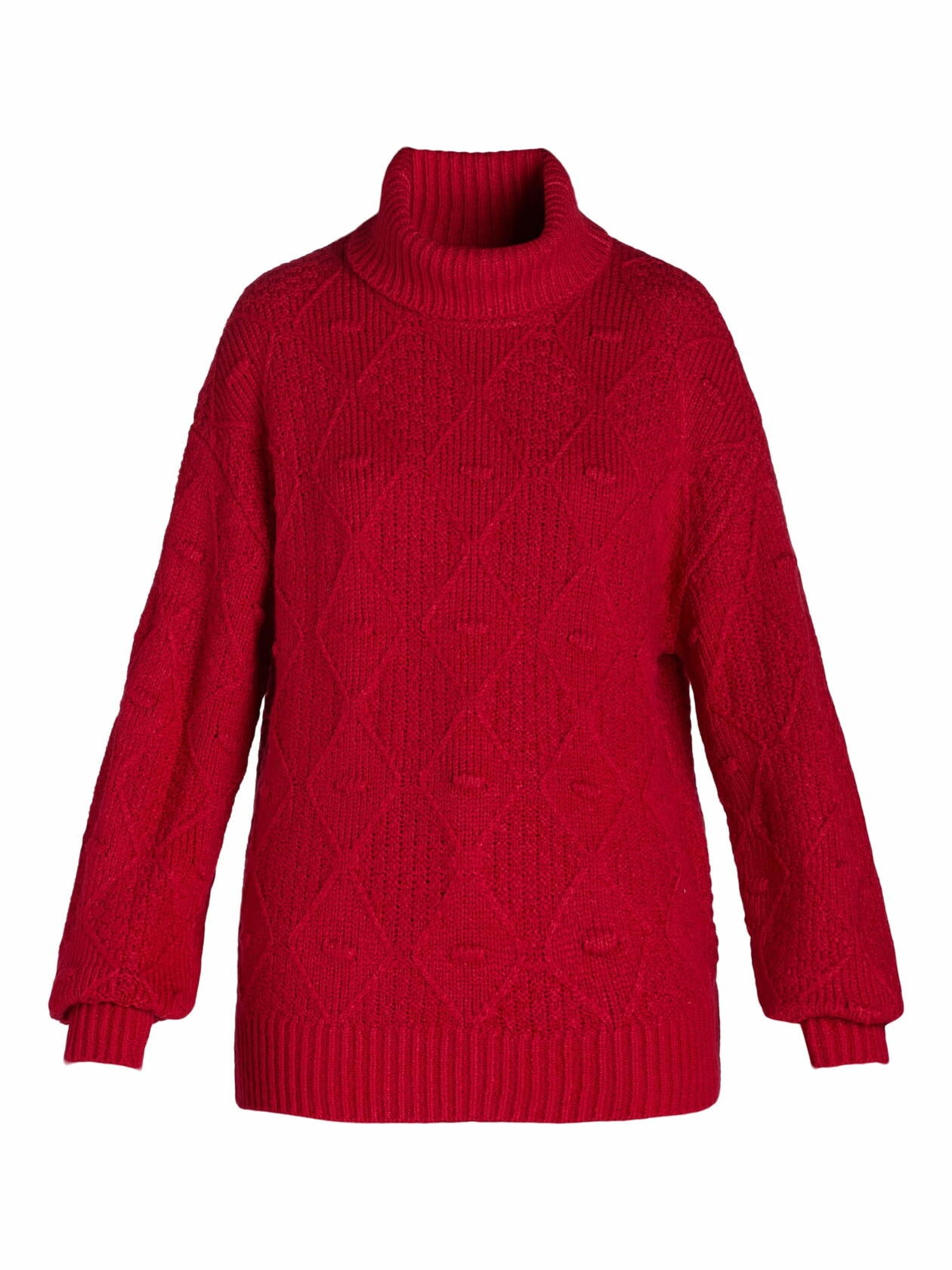 Time and Tru Womens Plus Bobble Knit Turtleneck Sweater Red Balloon Size 1X