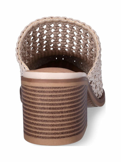 Time and Tru Womens Woven Block Heel Mules Tan Size 9.5