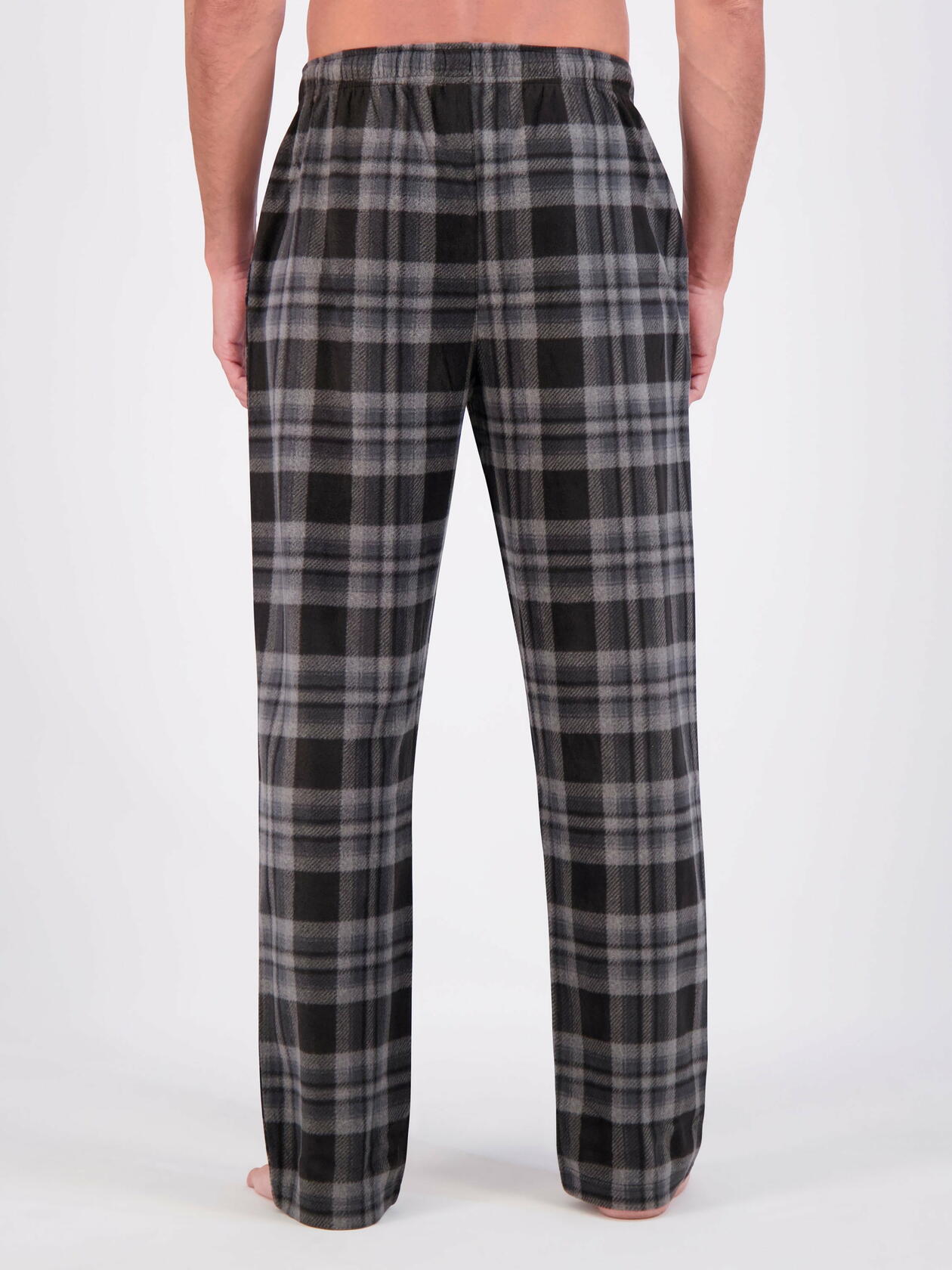 Hanes Mens Cozy Microfleece Pajama Pants 2-Pack Black Plaid/Green Plaid Size L