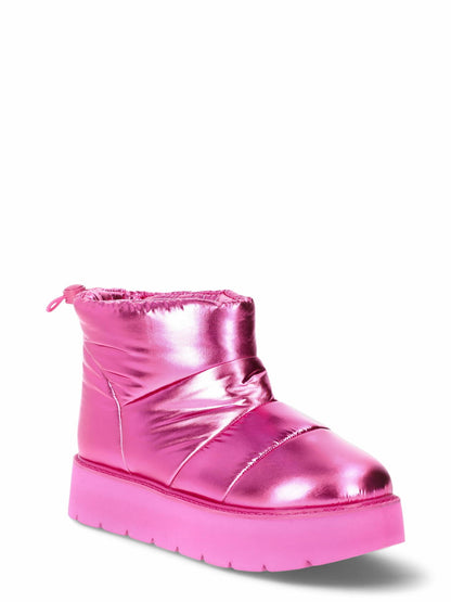 Portland Boot Company Womens Metallic Puffer Cozy Booties Fuschia Size 8