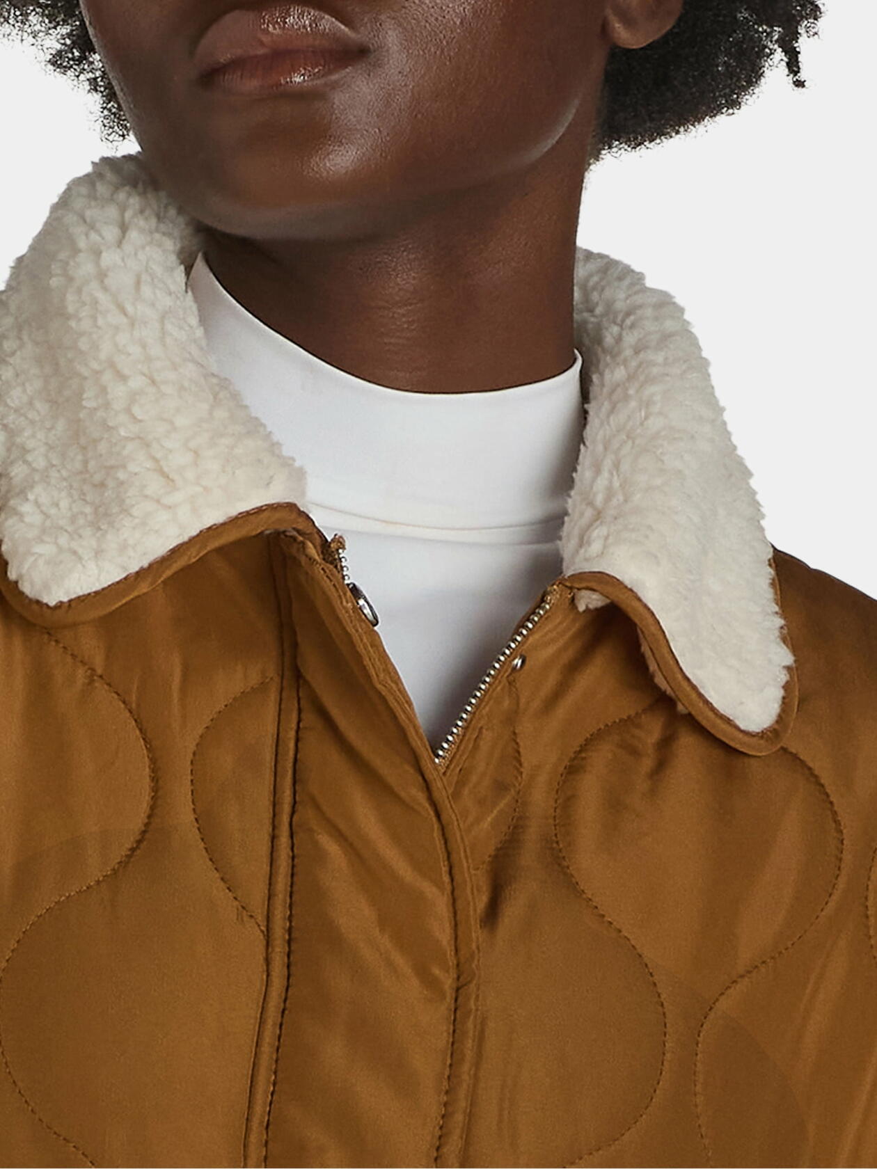 Jason Maxwell Womens Quilted Jacket with Faux Shearling Rubber Size L