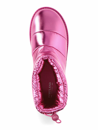 Portland Boot Company Womens Metallic Puffer Cozy Booties Fuschia Size 8