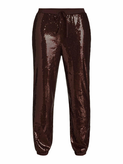 Time and Tru Womens Pull On Sequin Jogger Pants 27” Inseam Chocolate Fudge Sz S