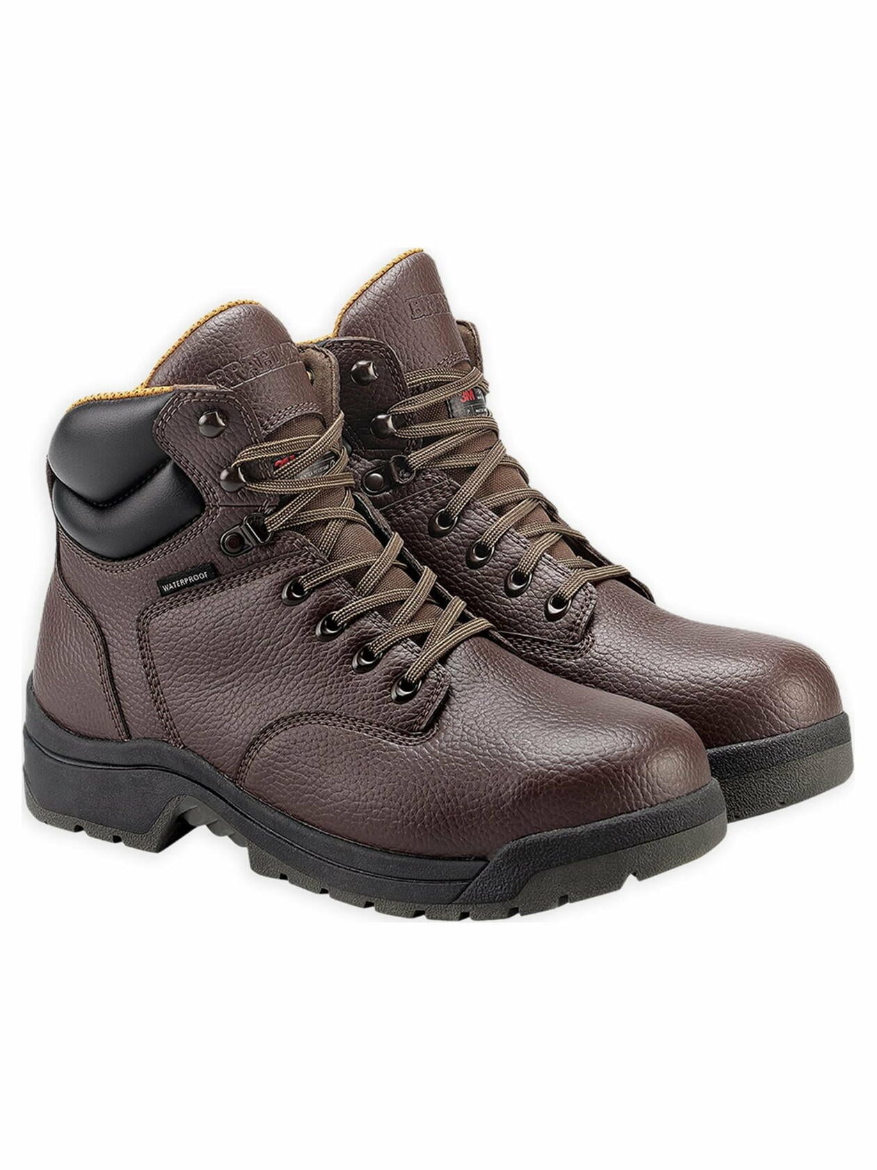 Brahma Mens Liner Waterproof 6" Steel Toe Work Boots Brown Size 7M