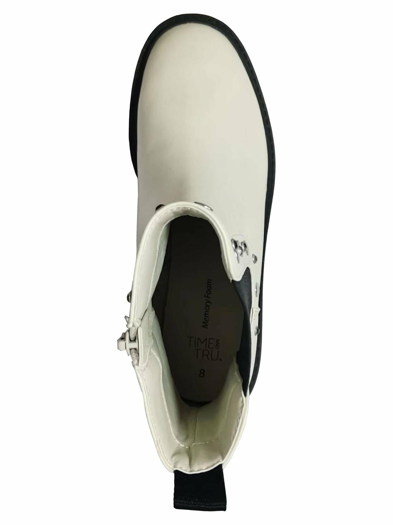 Time and Tru Womens Embellished Chelsea Boots Cream Size 6