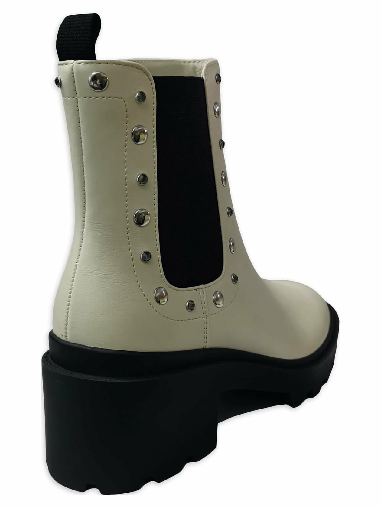 Time and Tru Womens Embellished Chelsea Boots Cream Size 6