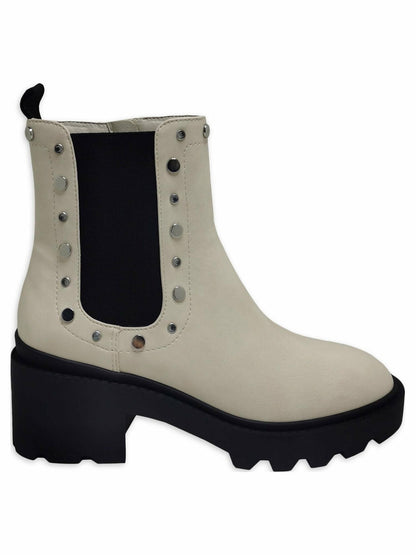 Time and Tru Womens Embellished Chelsea Boots Cream Size 6