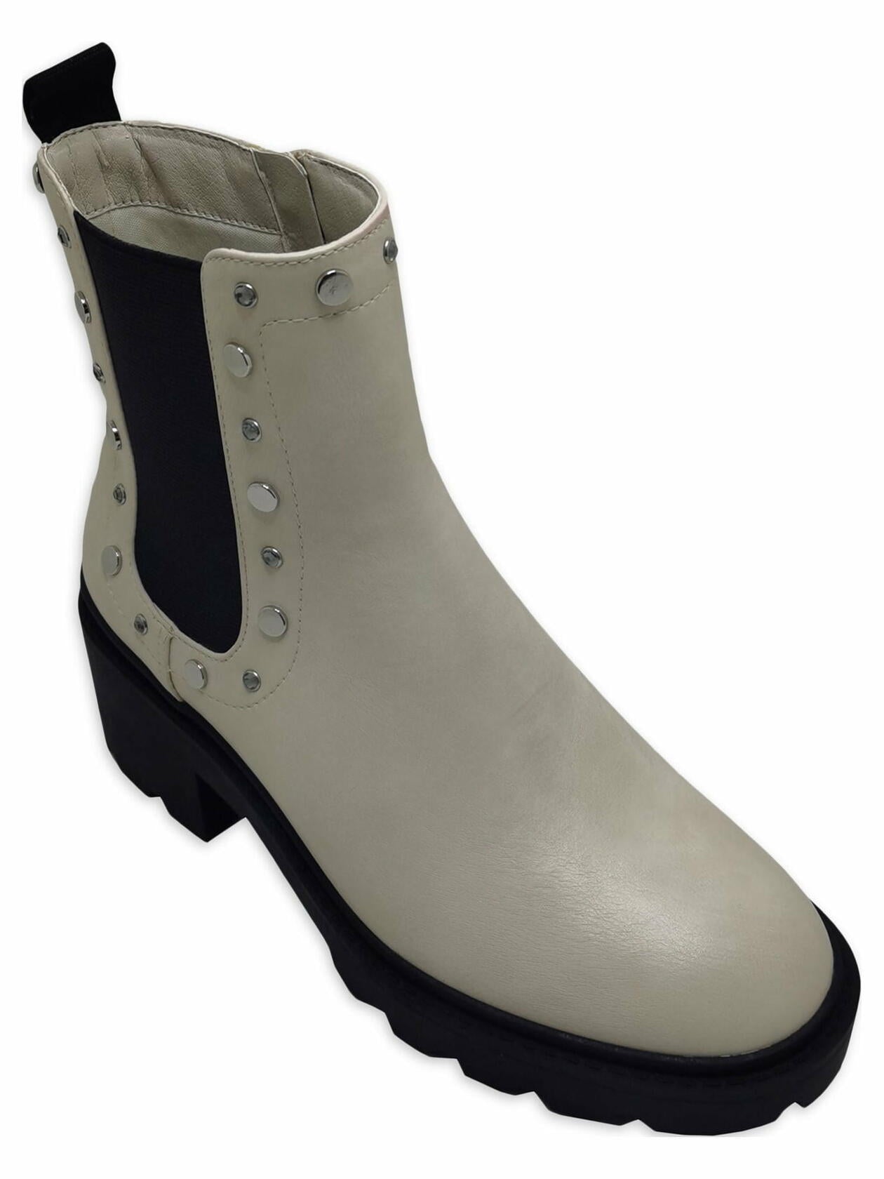Time and Tru Womens Embellished Chelsea Boots Cream Size 6