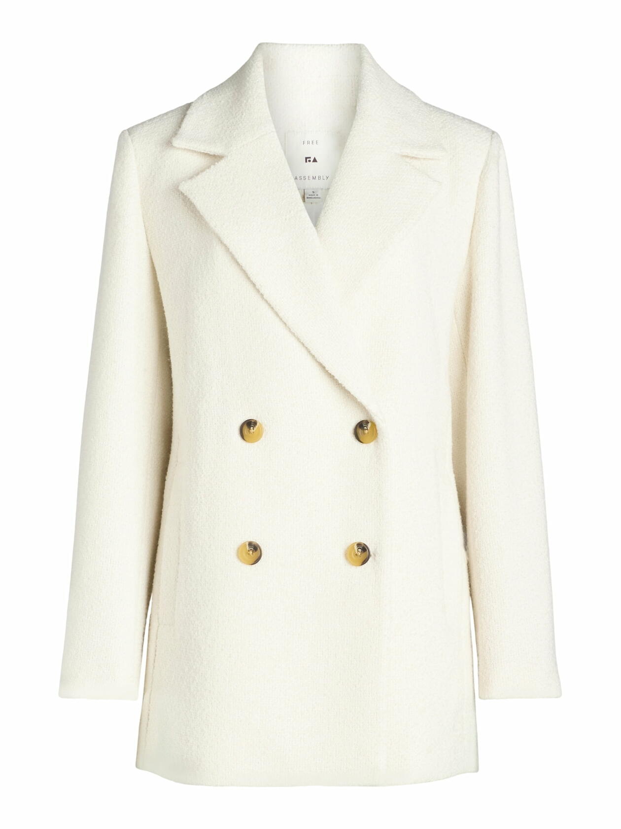 Free Assembly Womens Boxy Double Breasted Jacket Cream 100 Size XXL