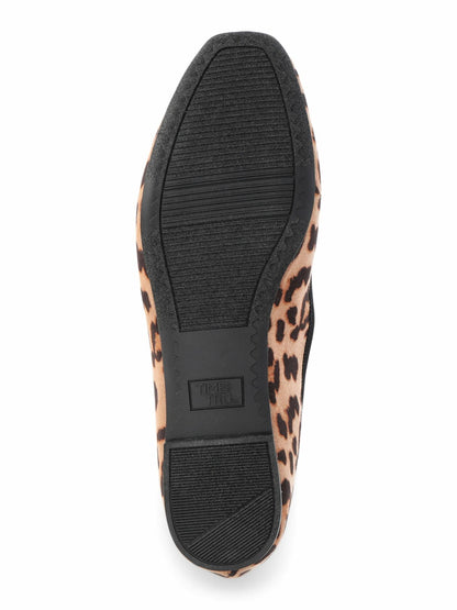 Time and Tru Womens String Bow Ballet Flats Leopard Size 10
