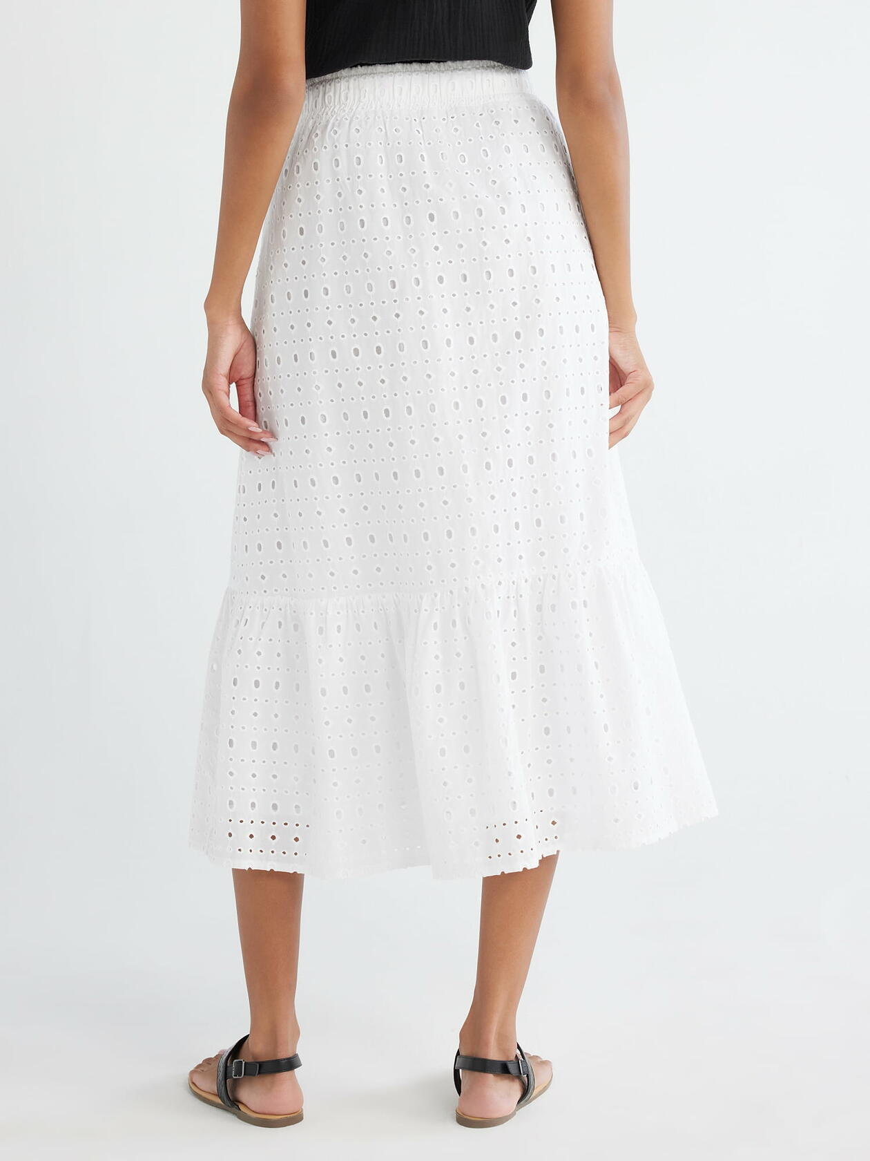 Time and Tru Womens Cotton Eyelet Midi Skirt