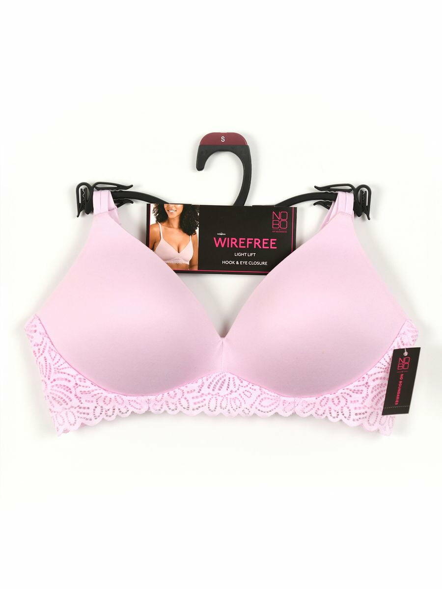 No Boundaries Juniors Light Lift Wirefree Lace Bra Orchid Rose Size M