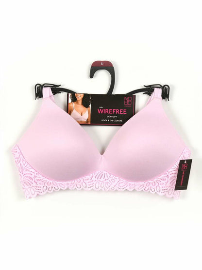No Boundaries Juniors Light Lift Wirefree Lace Bra Orchid Rose Size M