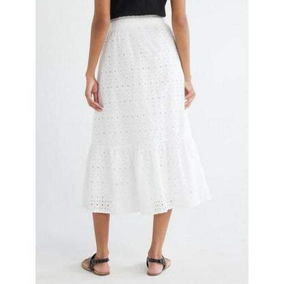 Time and Tru Womens Cotton Eyelet Midi Skirt